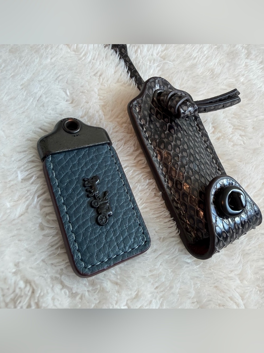 Coach 1941 Dark Denim Grey Exotic Hangtag & Clochette Set Snake